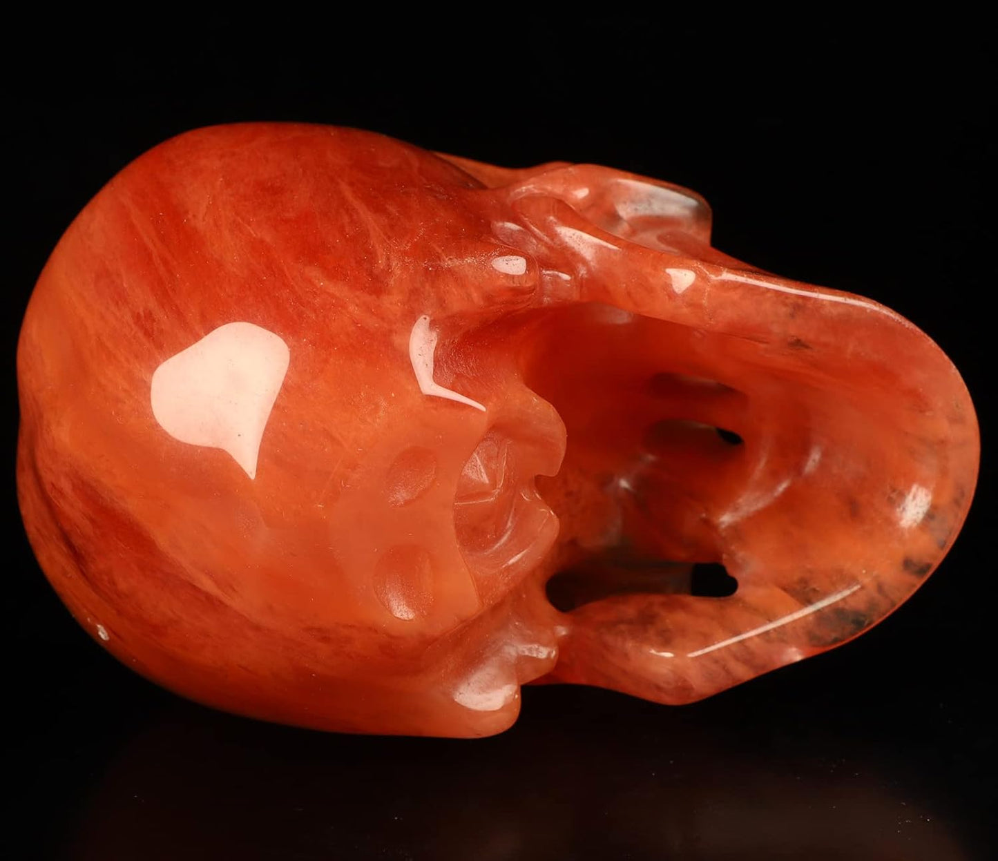 Skullis 5.0" Smelted Quartz Super Realistic Crystal Skull, Hand Carved Gemstone Fine Art Sculpture, Reiki Healing Stone Statue.2025 Z8