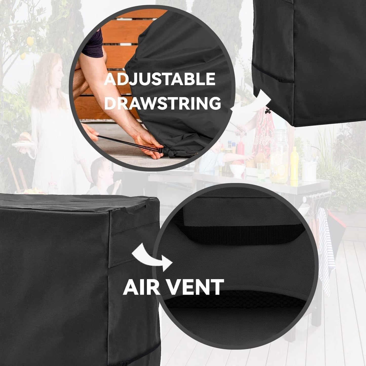 Outdoor Prep Table Cover- Heavy Duty Waterproof Cover for Outdoor Stainless Steel Table,Compatible with 42 inch Outdoor Utility Cart and Storage Cabinet Black