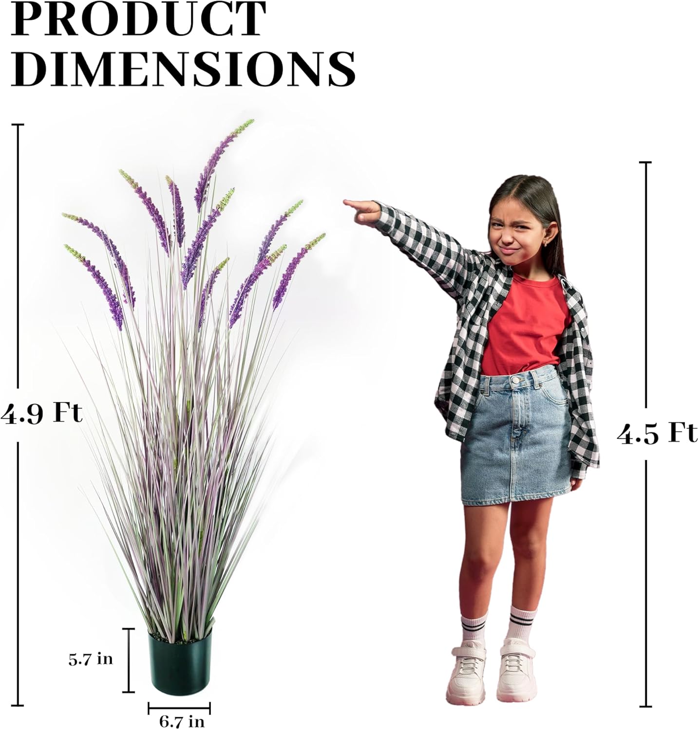 KOL 59in Artificial Veronica Spiked Speedwell Grass, 5ft Faux Veronica Spicata Flower, Tall Fake Reed Grass for Home Office Garden Wedding Décor, Indoor Outdoor Fake Plant, UV-Resistant, Purple