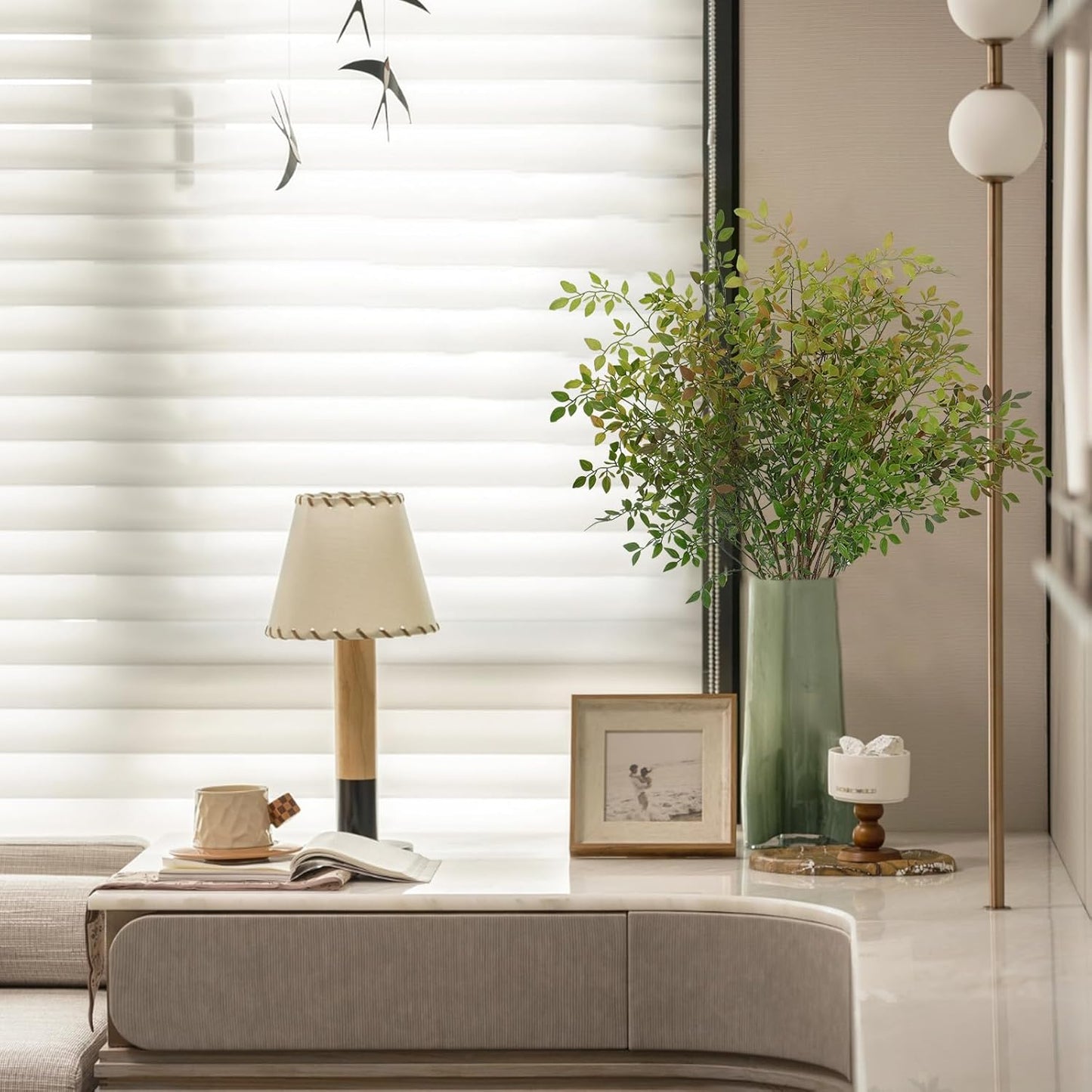 Dremisland Artificial Plant 43.3 Inch Artificial Bamboo Plant Branch 2 Pcs Artificial Green Stems Lucky Bamboo Plants Fake Shrubs Plants Autumn Bushes for Home Office Garden Decor (Yellow Green)