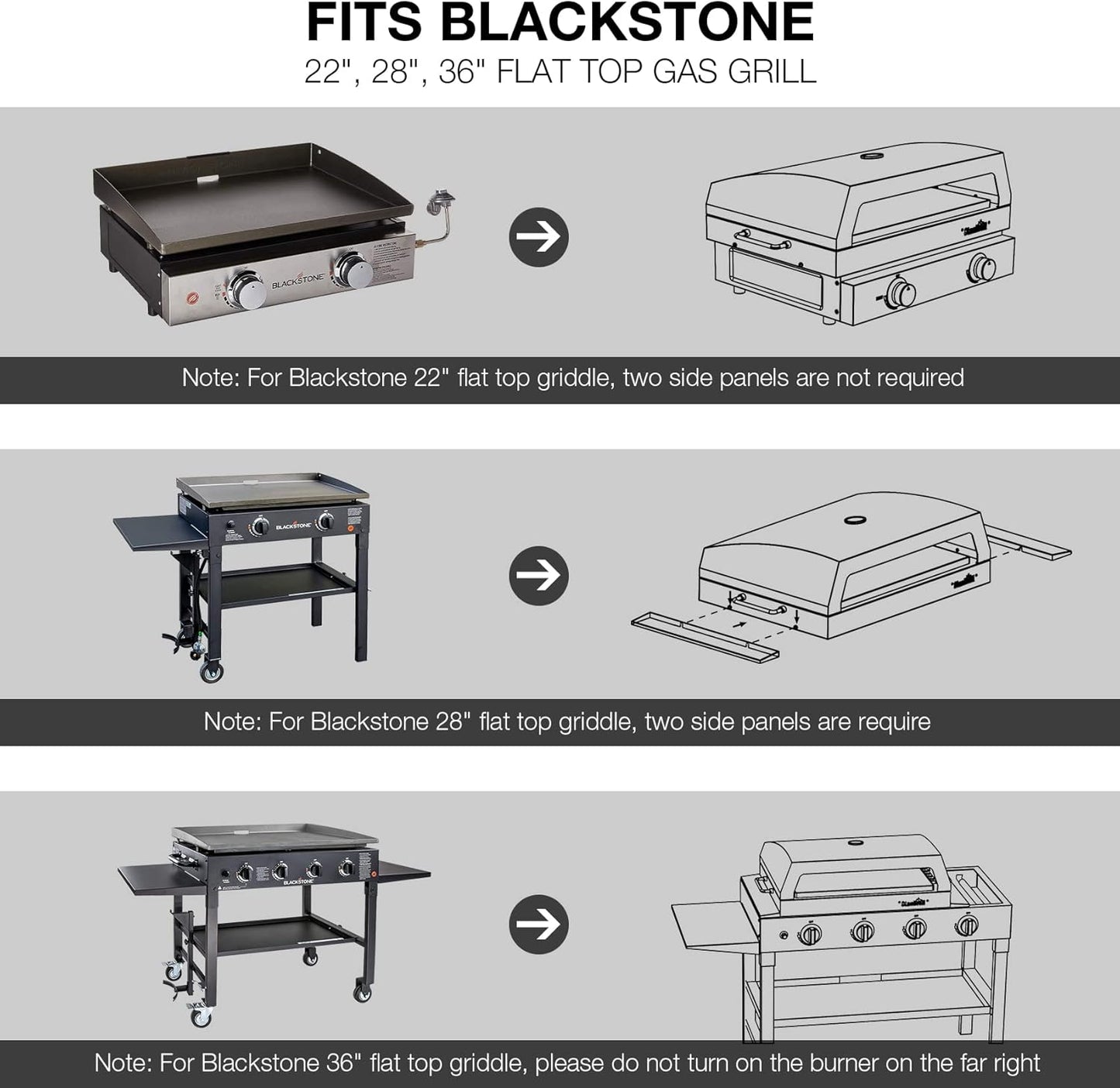 Stanbroil Outdoor Pizza Oven for Blackstone 22" 28" 36" Flat Top Gas Grill, with 19" x 15" Pizza Stone