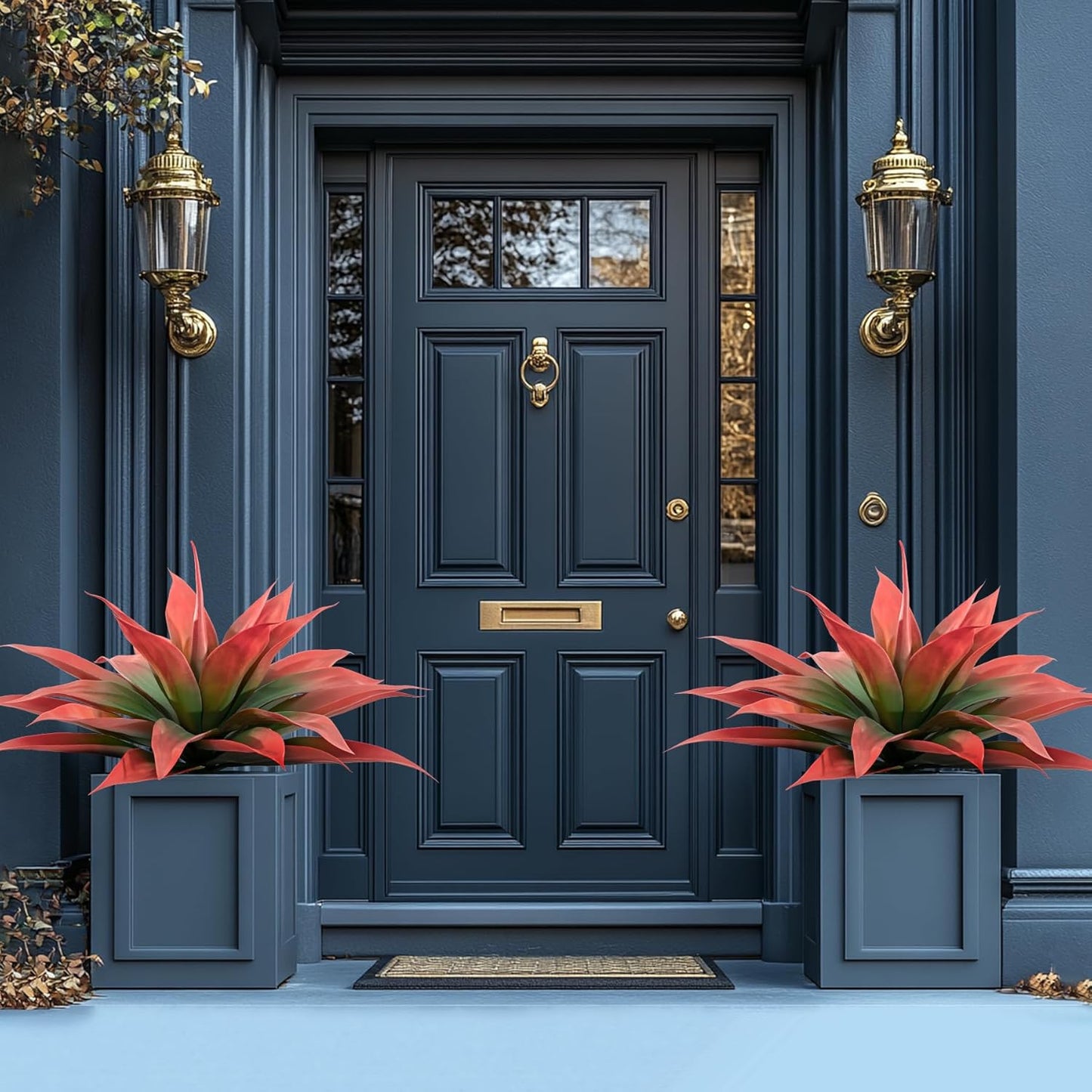 Artificial Agave Plants,Large UV Resistant Fake Agave Planters for Indoor and Outdoor Decorating Artificial Plants for Outdoors Fake Plants 2Pack, 28" Red