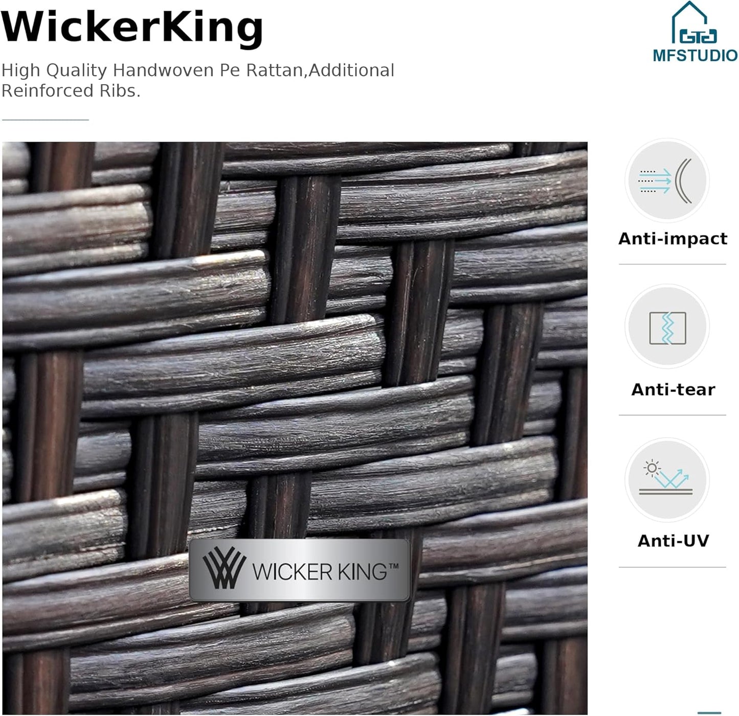 MFSTUDIO Patio Furniture Set, 2 Seat Outdoor Sectional Sofa Conversation Set, Woven Rattan Patio Couch for Backyard, Garden, Deck