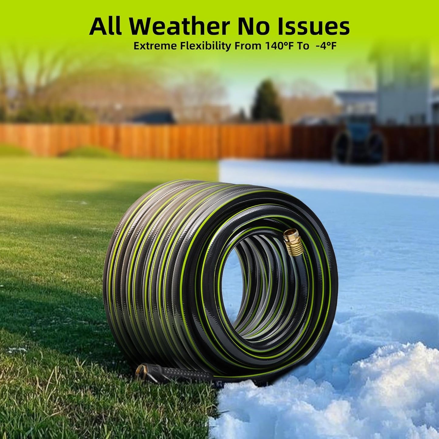 Worth Lead-in Garden Hose 5/8 in. x 25 ft. -No Kink, Flexible, Leakproof, Male to Female Fittings -Heavy Duty Durable PVC Lightweight Water Pipe with Brass Aluminum Ends for Household & Yard Use