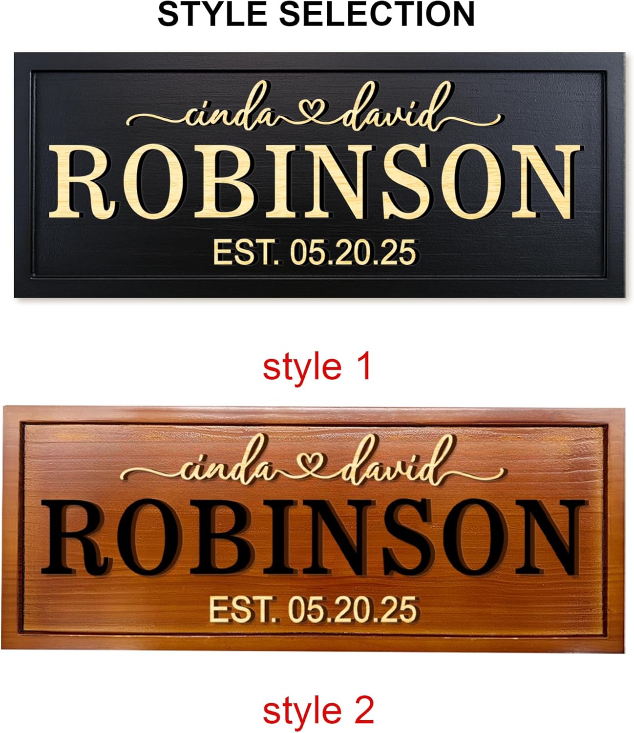 Personalized Wooden Family Name Sign Custom Established Date Plaque Rustic Last Name Wall Decor Gift for Wedding Anniversary Couples Friends Housewarming