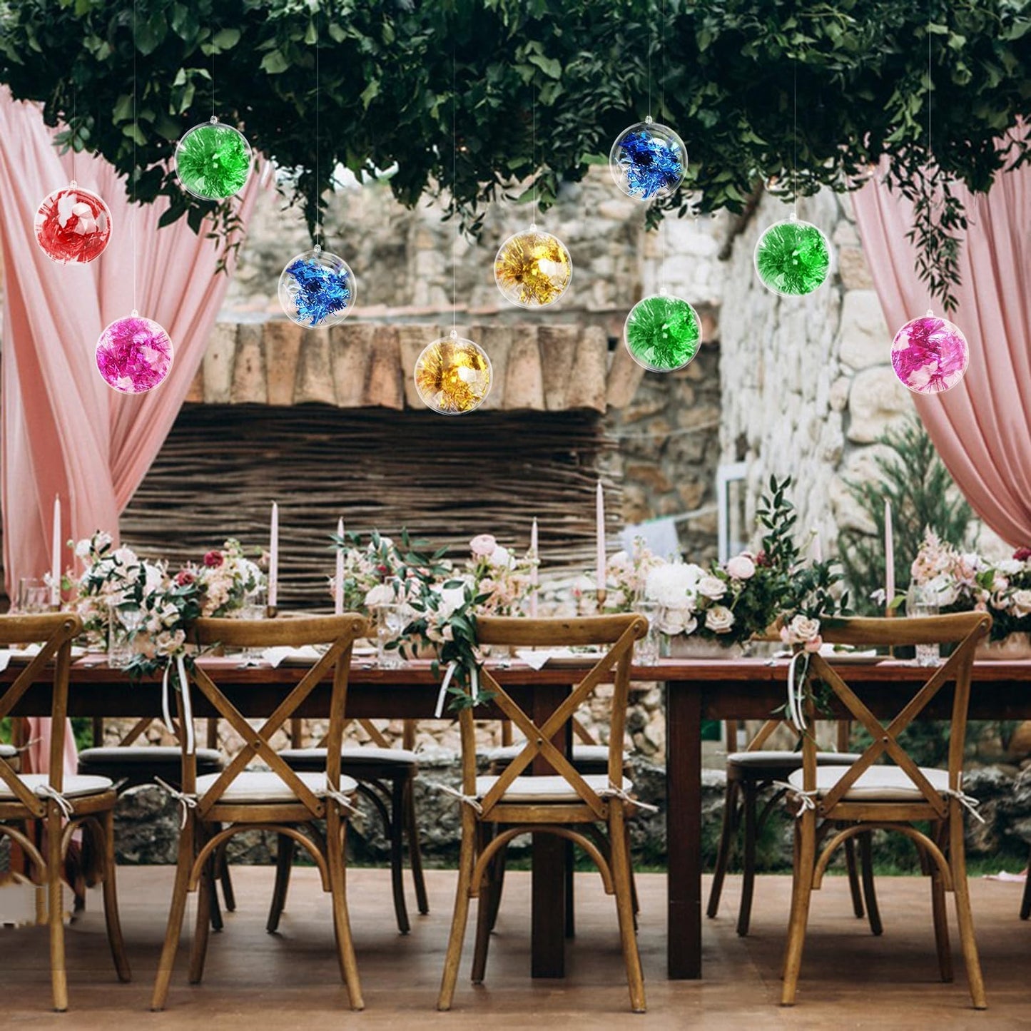 40 Pcs 4 Inch Clear Acrylic Fillable Balls, Christmas DIY Fillable Ornaments Balls, Acrylic Ornaments Ball for Christmas, Holidays, Weddings, Parties, and Home Decor