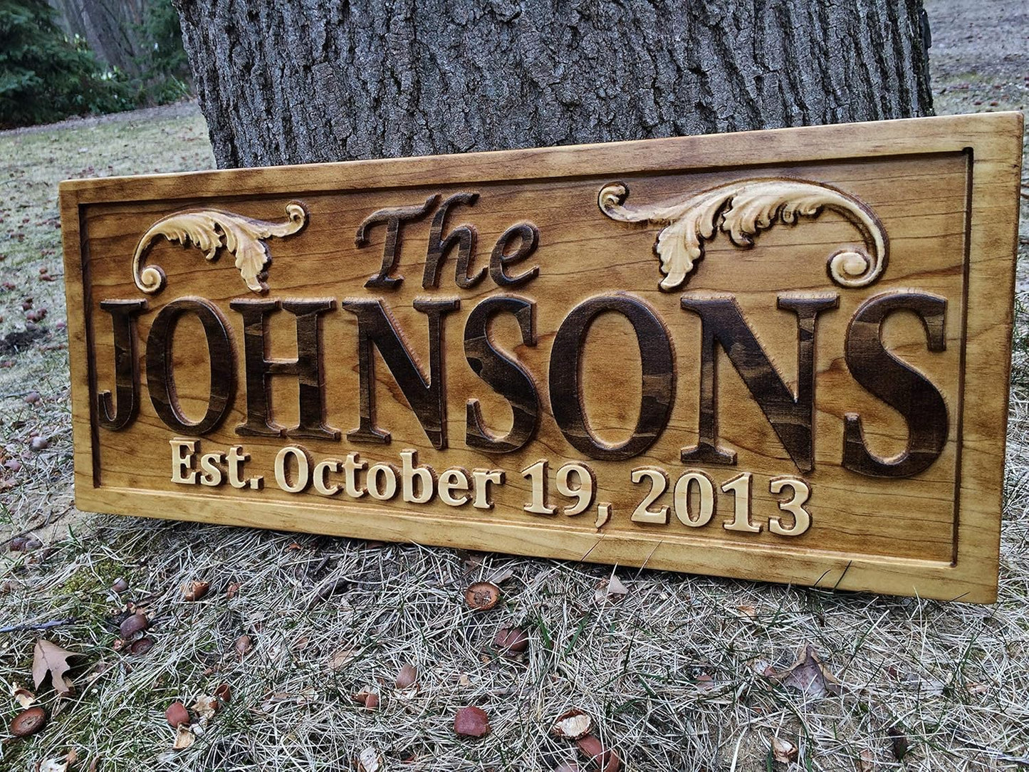 Personalized Lake House Sign Custom Wood Sign Carved Last Name Wooden Signs Home Décor 3D Cabin Rustic Lakehouse Personalized Wedding Gift Established Sign Family Name Sign 5 Year Anniversary