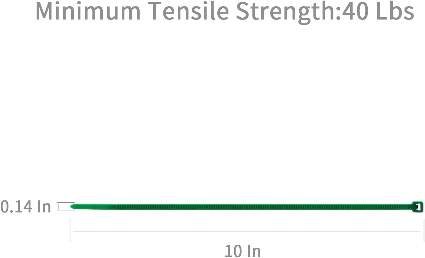 XINGO 10 Inch Cable Zip Ties (500 Pack), 40 Lbs Tensile Strength-Heavy Duty, Self-Locking Nylon Plastic Nylon Wire Ties for indoor and outdoor (Green)