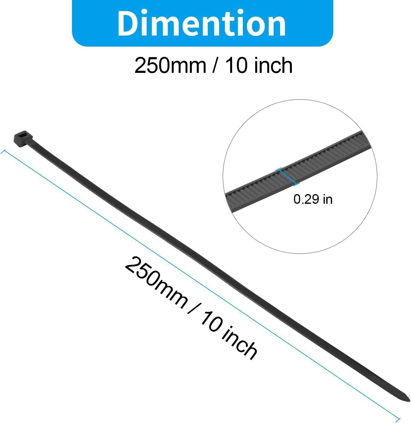 XINGO 10 Inch Yellow Zip Ties Heavy Duty 100 Pack, 120 LBS Tensile Strength, Premium Nylon Cable Wire Ties, Self-locking Plastic Ties for Indoor and Outdoor Use