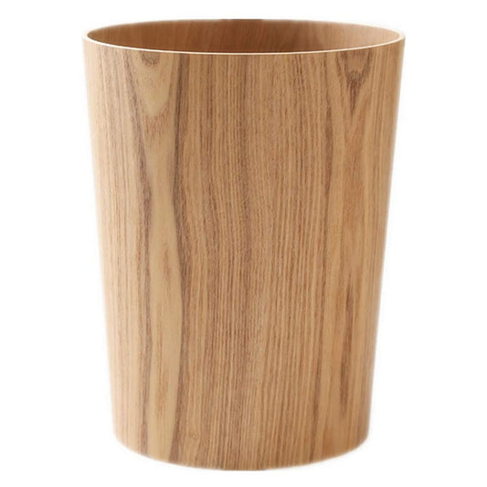 Natural Wood Trash Can, Round Stackable Wastebasket, Garbage Recycling Bin for Bathrooms, Powder Rooms, Kitchens, Home Offices (Light Wood)