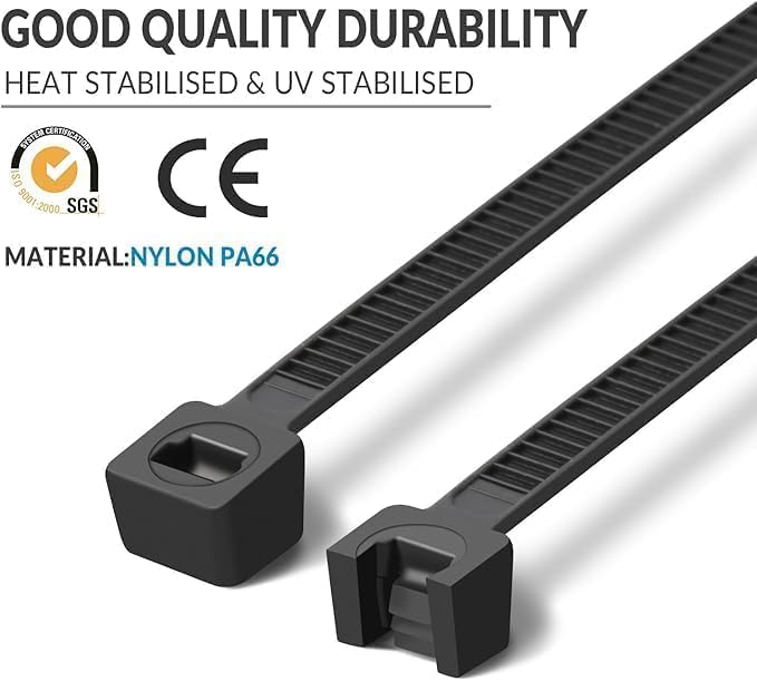 XINGO 8 Inch Blue Zip Ties Heavy Duty 100 Pack, 120 LBS Tensile Strength, Premium Nylon Cable Wire Ties, Self-locking Plastic Ties for Indoor and Outdoor Use