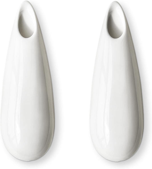 2 Pack White Ceramic Wall Vases,7.9 Inch Wall Hanging Plant Holder,Cubicle Modern Decor Plant Holder Vase for Indoor Plants, Hanging Propagation Flower Pots for Air Vases