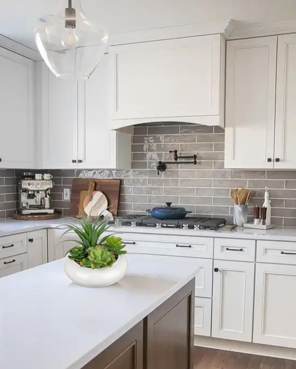 Large Artificial Succulents Plants Faux Succulents in Pots Fake Succulent Arrangement Potted Plants with White Ceramic Pot for Office Desk Bathroom Shelf Living Room Indoor & Outdoor Home Decor