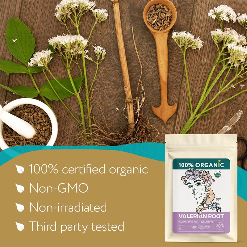 Organic Valerian Root Tea (4oz.) - Te De Valeriana Organica Para Dormir y Ansiedad - Valerian Tea - Valarian Roots Herb to Support Sleep, Healthy Stress Response, Relax Muscles