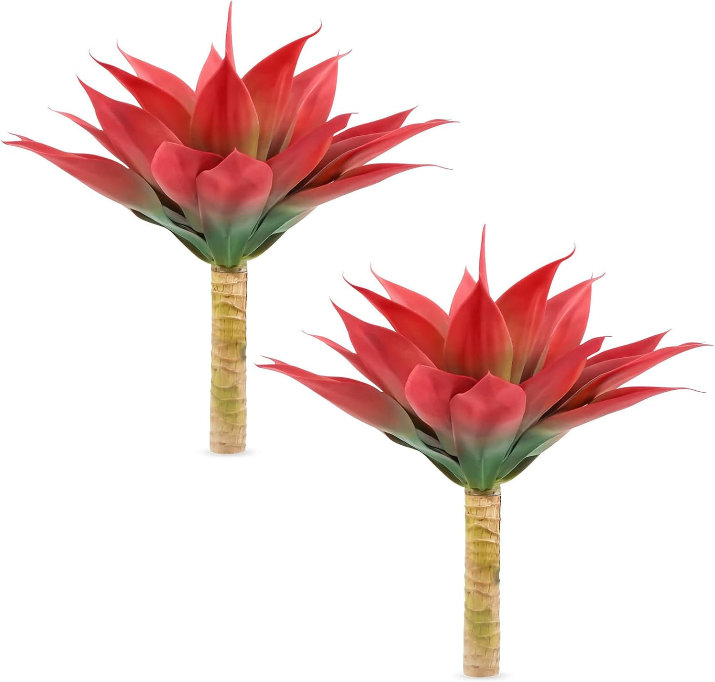 Velener Fall Fake Agave Artificial Plant, Red Fake Succulent Plant for Room Decor, Unpotted Faux Agave Stems Plant for Fall Outdoor/Indoor Decor, 18 inches, Set of 2