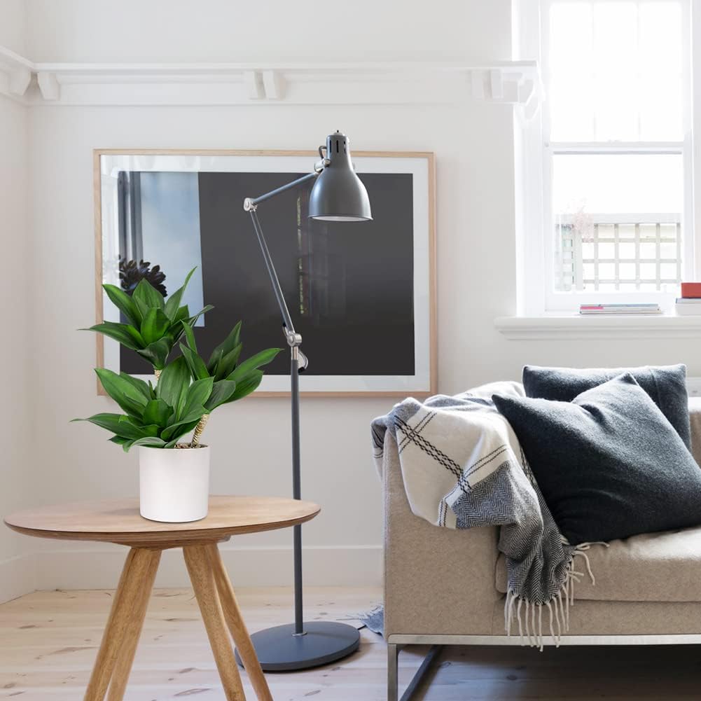 Hollyone Large Artificial Agave Plants Fake Three-Head Agave Succulent Plant Potted 15" Faux Plant in White Pot Succulent Aloe Plant Indoor for Desk Modern Home Decor