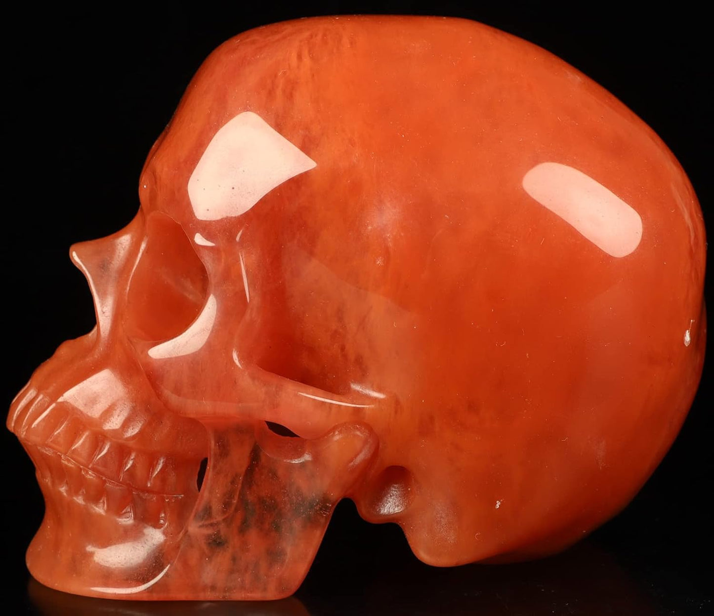 Skullis 5.0" Smelted Quartz Super Realistic Crystal Skull, Hand Carved Gemstone Fine Art Sculpture, Reiki Healing Stone Statue.2025 Z8