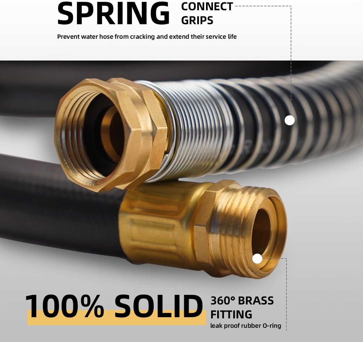 WiseFlow Garden Hose 90FT x 3/4", Heavy Duty Rubber Hose, 1000PSI Burst, 300PSI Working, Water Hose with Five Layered Braiding, Male Female Fittings (Black)