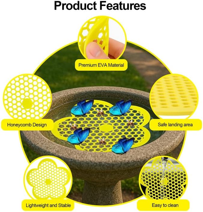 2 Pack Floating Bee Island,Flower Floating Bee Watering Station- Butterfly Bee Waterer for Feeding, Bee Bath,Butterfly Feeders for Outdoors
