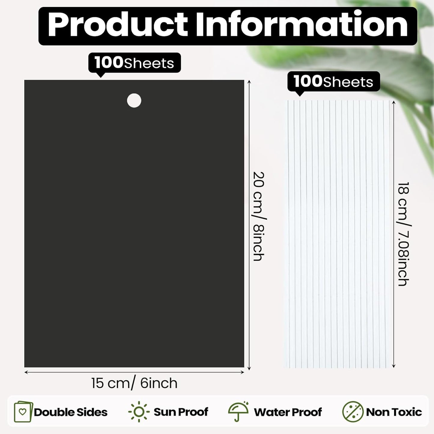 Qualirey 100 Pcs 6 x 8 Inch Sticky Traps for Plant Double Sided Sticky Trap for Gnats with Twist Ties Fly Traps for Fruit Insect Fungus Bugs Indoor Outdoor (Black)