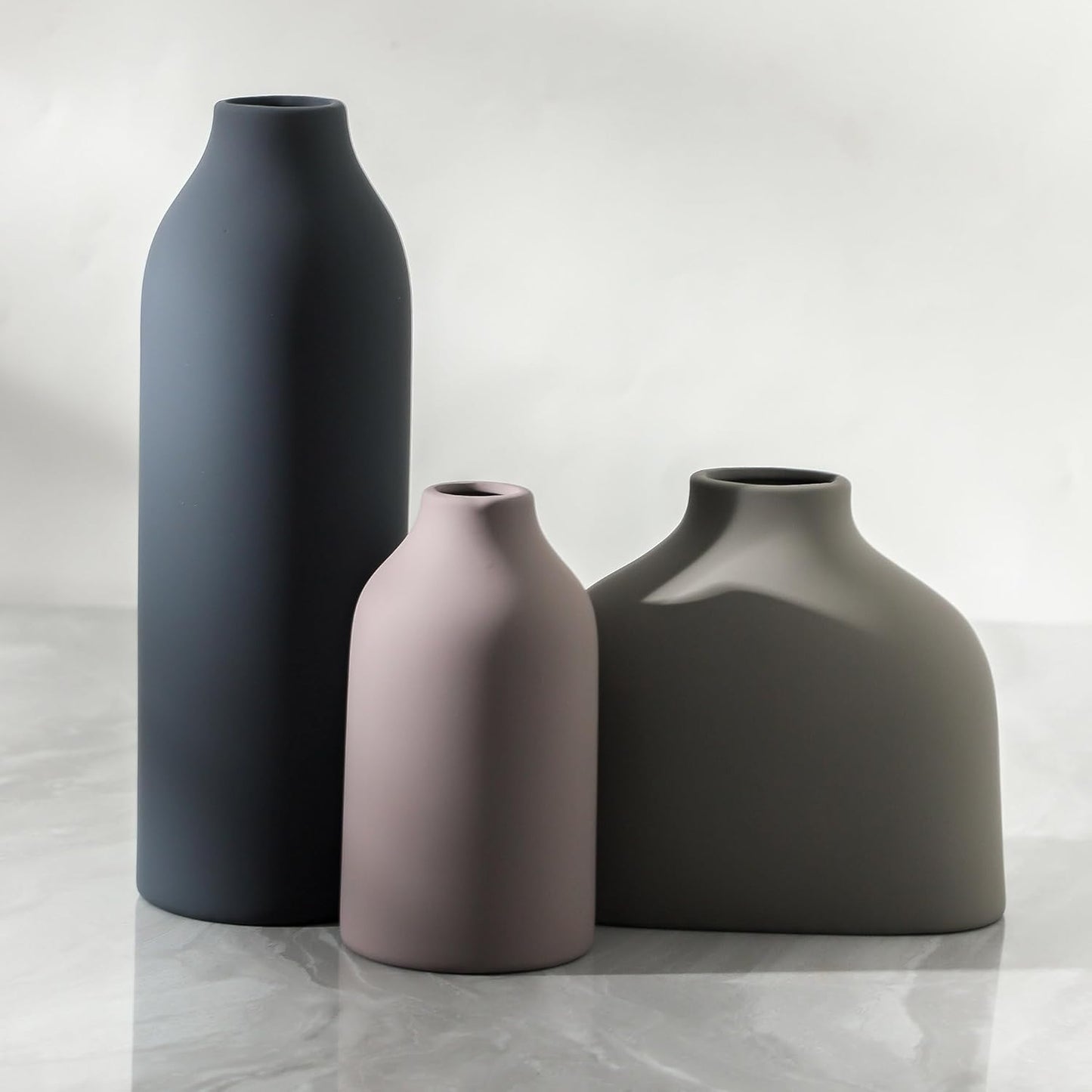 Ceramic Vase Set of 3,Flower Vase Home Decor,Modern Farmhouse Decor, Pampas Grass Dried Fresh Flowers,Bedroom,Living Room,Bookshelf Decoration, Centerpiece Table Boho Decor.