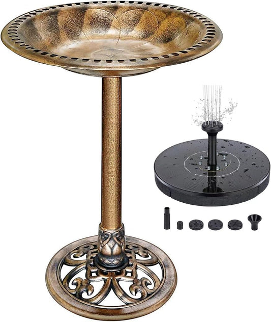 KKY 28 Inch Bird Bath Outdoor Garden Resin Lightweight Retro Courtyard Art Copper Color