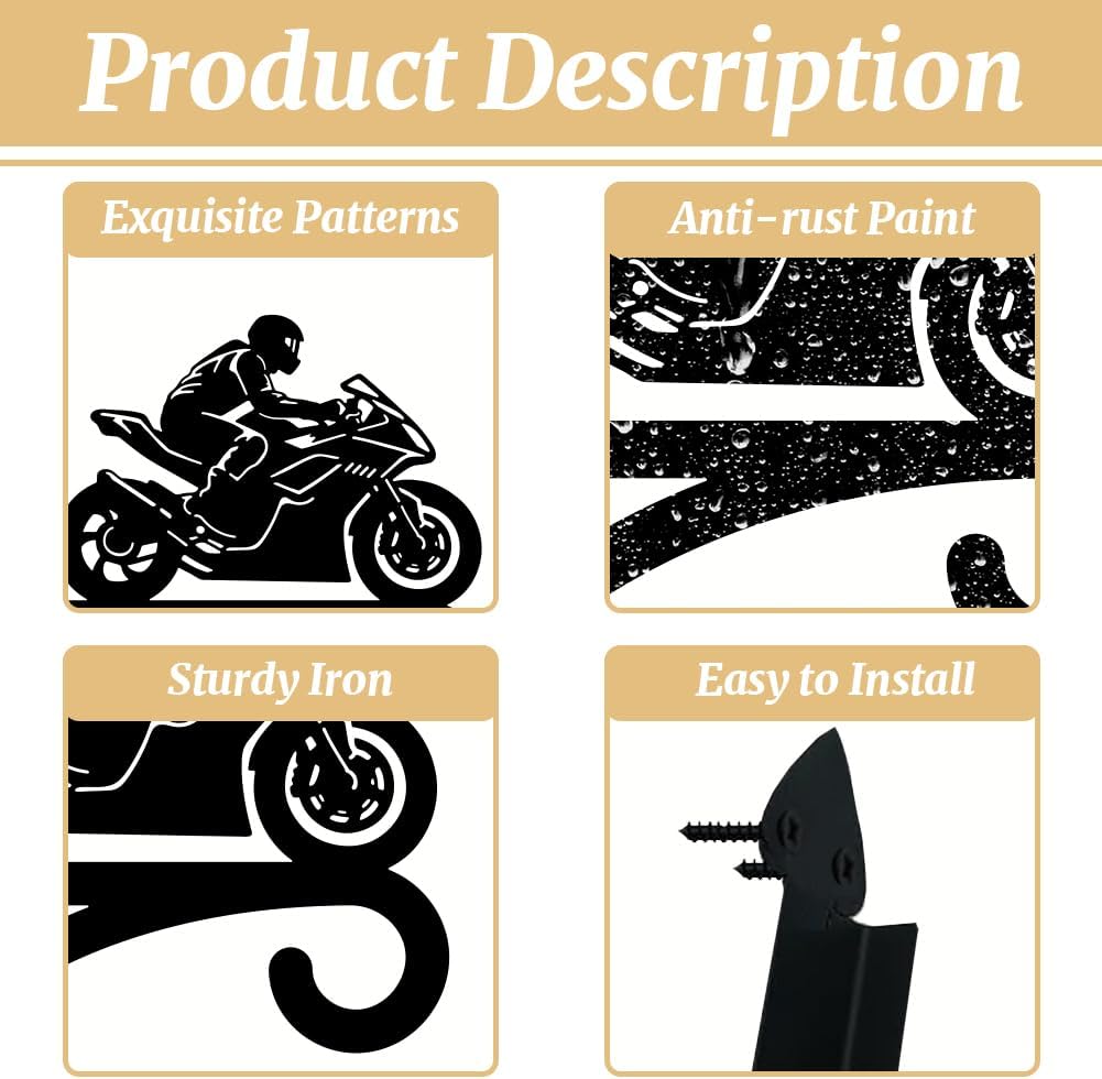 peacoblue Iron Plant Hangers Hooks for Outdoor Indoor Hanging Plants Flower Fern Pots Lantern Bird Feeder,11.8"x15.1" Weather Resistant Metal Wall Holder for Porch Garden Farmhouse(Motorcycle)