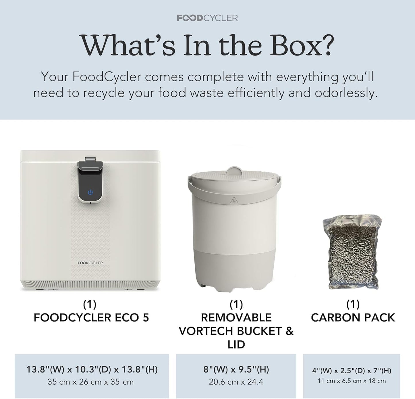 Food Cycler Eco 5 Award-Winning Kitchen Food Recycler | Indoor Composter Bin Alternative | Electric Countertop Food Disposer with Odorless 5L Indoor Food Waste Bin for Easy Waste Management | White