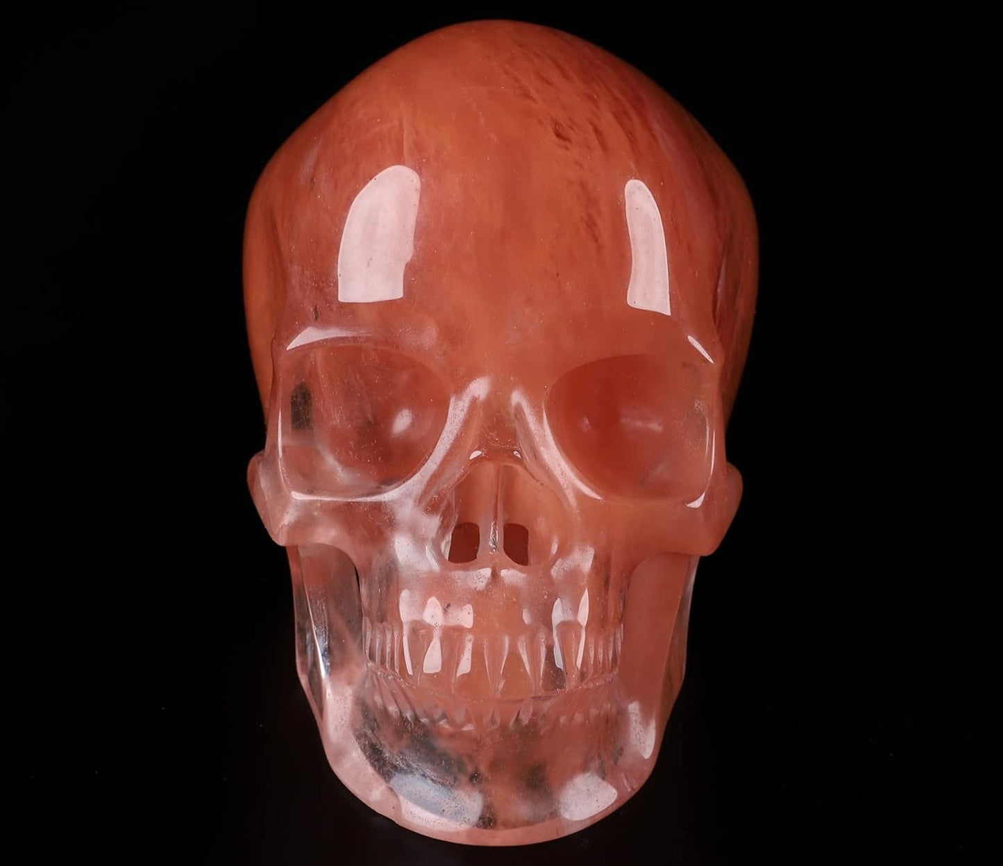Skullis 5.0" Smelted Quartz Super Realistic Crystal Carved Crystal Skull. Hand Carved Gemstone Fine Art Sculpture.2240 Z8