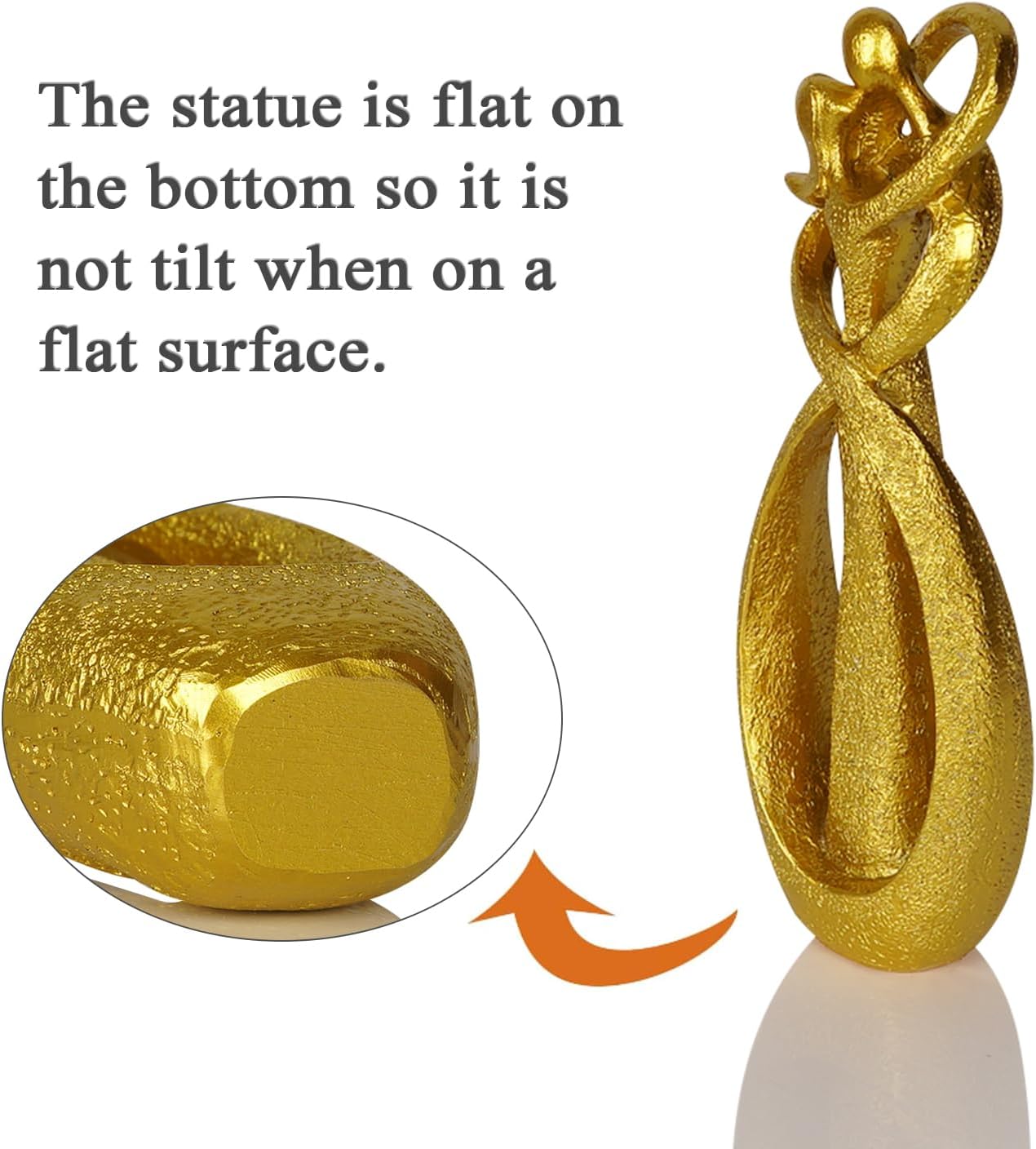 Trycooling Kissing Lovers Statue Abstract Sculpture Resin Statues for Home Decor Modern Home Office Desktop Shelf Bookshelf Decor (Gold)