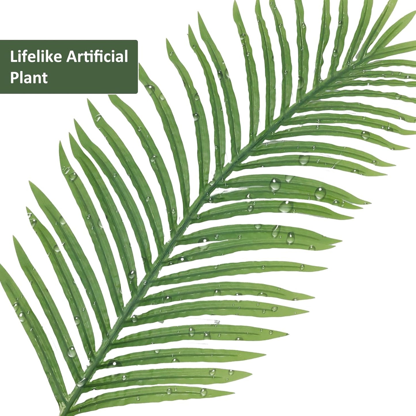 Artificial Fake Palm Tree 9FT 1Pack with White Planter & Free Moss, UV Resistant Artificial Palm Tree for Outdoors, Fake Plants for Poolside Home Room Decor, Faux Plants Outdoor Decor