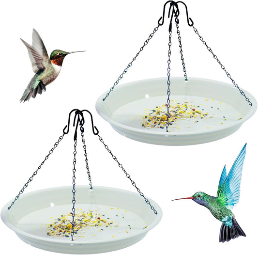 Bird Seed Catcher Tray Platforms 12" Bird Feeders Big Hanging Trays Platform can be Used for Most Feeders to Catch Dropped Seed and Shells for Outdoor Courtyard Gardens to Attract Birds (2PCS)
