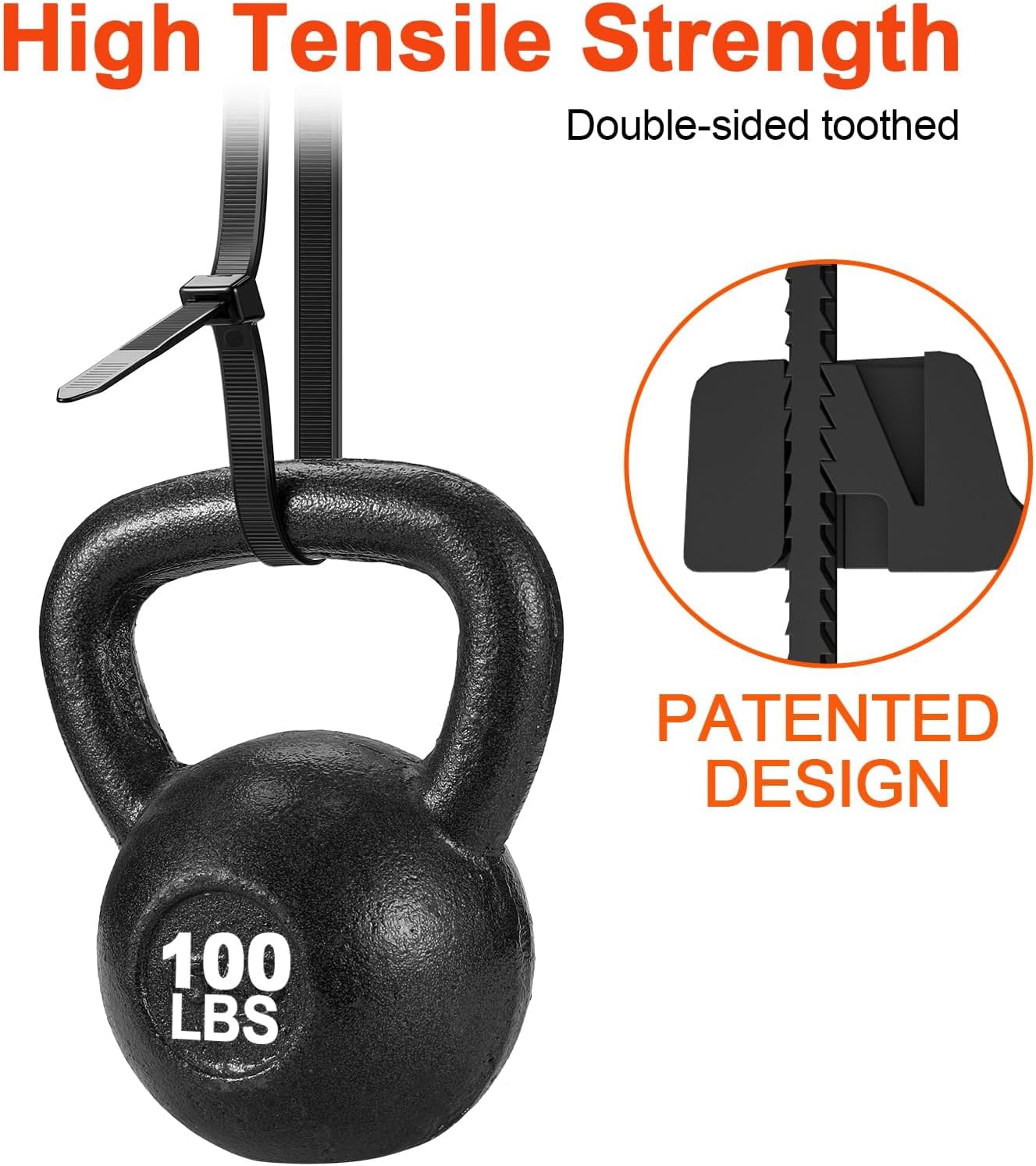 18 Inch Zip Ties Double Sided Toothed,100 LBS Tensile Strength Heavy Duty Cable Wire Ties With Self-Locking Adjustable More Durable Nylon Tie Wraps for Indoor Outdoor（200 Pack）