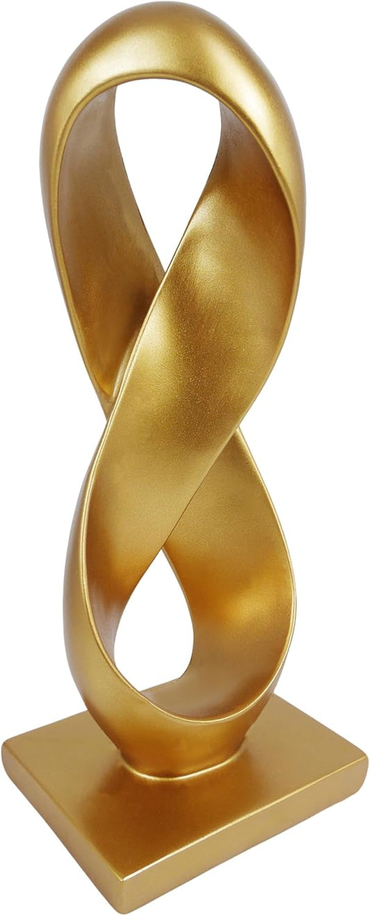 SIMON'S SHOP Modern Statue for Living Room Bedroom Entryway Gold Abstract Centrepiece Infinity Loop Knot Sculpture