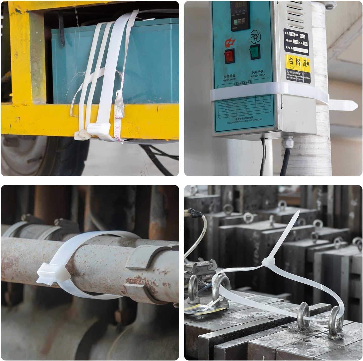 12 inch Silver Zip Ties Heavy Duty 100 PCS, 250 LBS Ultra Exclusive Strong Plastic Wire Ties, Large Cable Ties Extra Long Tie Wraps, Indoor and Outdoor UV Resistant