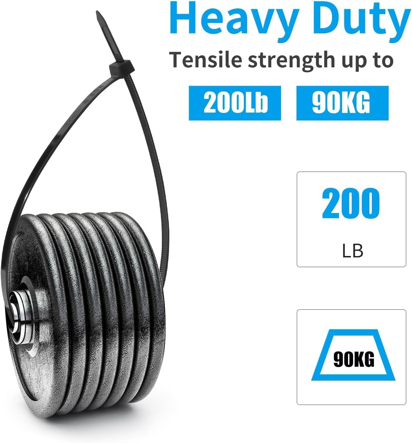 XINGO 24 Inch Black Large Zip Ties Heavy Duty 500 Pack, 200 LBS Ultra Strong Plastic Wire Ties, Large Cable Ties Extra Long Tie Wraps, Indoor and Outdoor UV Resistant