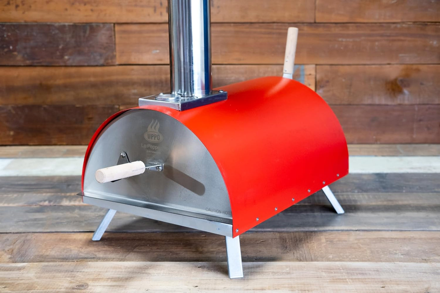 Le Peppe Portable Wood-Fired 12in Pizza Oven - Up to 900 Degrees in Minutes - Wood Chunks, Chips, Pellets and Charcoal - Double-Walled Steel with Fire Blanket Insulation - Red