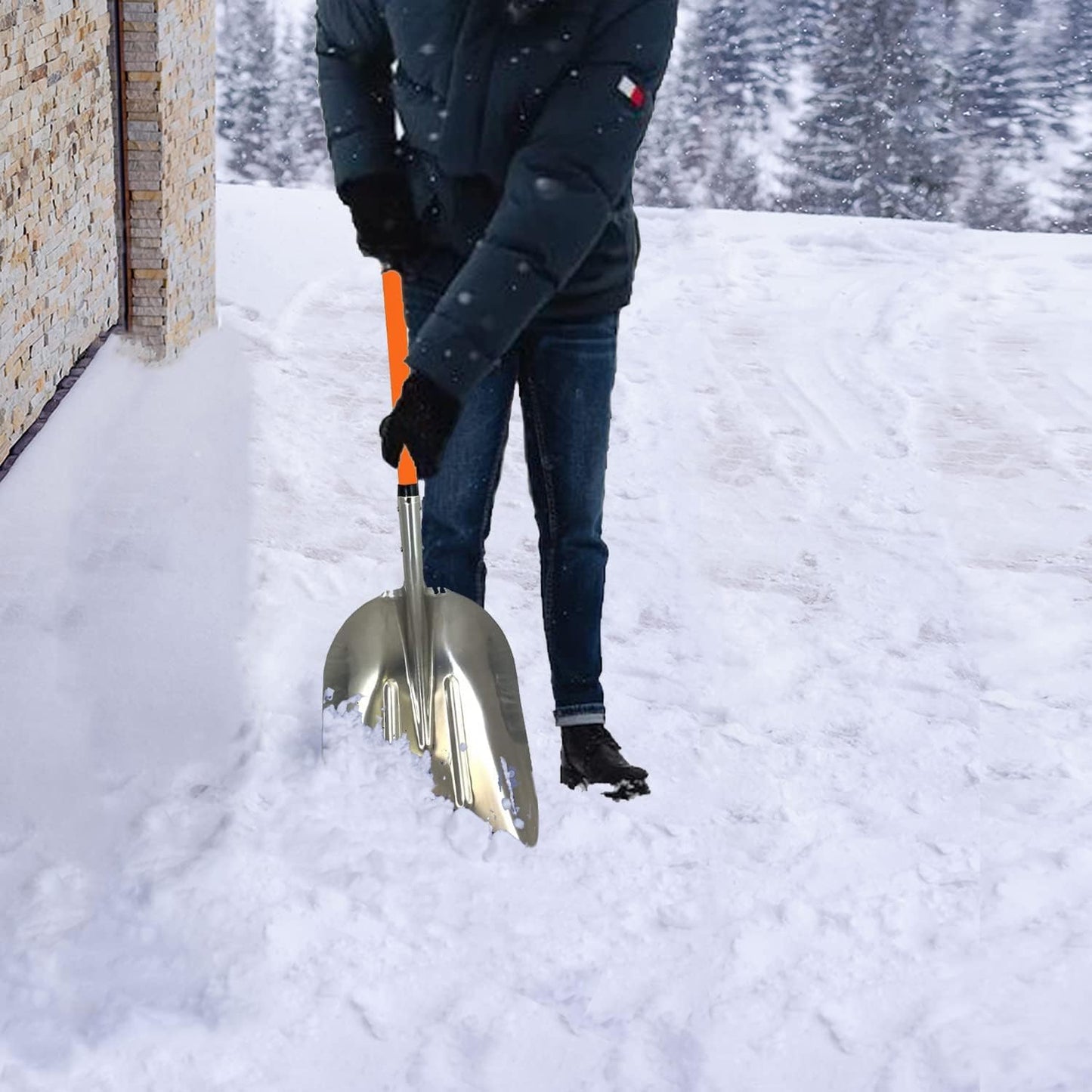 Ashman Aluminium 48 inch Snow Shovel with Large Head and Durable Handle. (Scoop Shovel, 1 Pack).