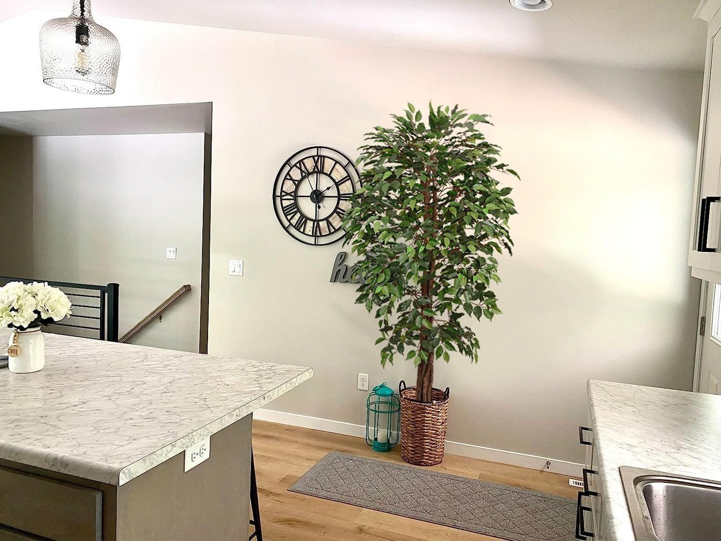 Aveyas 6ft Artificial Ficus Tree for Home Decor, 6 Feet Faux Plant Fake Silk Trees with Pot for Indoor Outdoor House Living Room Office Garden (6 ft Tall)