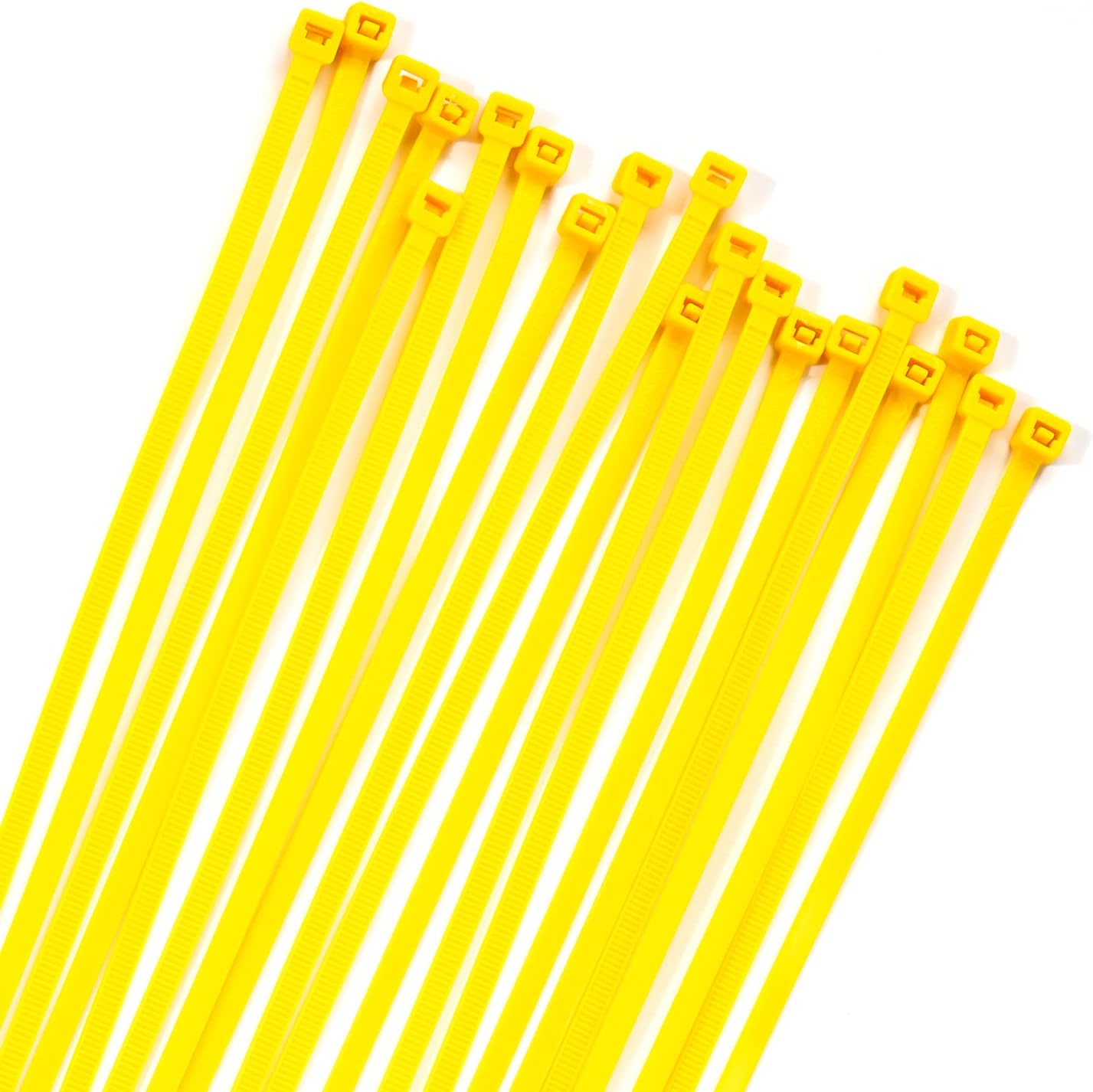 XINGO 100PCS Cable Zip Ties Heavy Duty, Premium Nylon Plastic Wire Ties with 50 Pounds Tensile Strength, Self-Locking Black Nylon Zip Ties for Indoor and Outdoor (10 inch, Yellow)