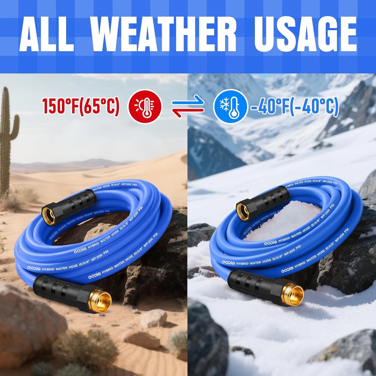 Heavy Duty Garden Hose 35 ft, Non-Expanding Flexible Water Hose, Kink Resistant Lightweight Hybrid Hose, Leakproof Hose Male to Female Fittings