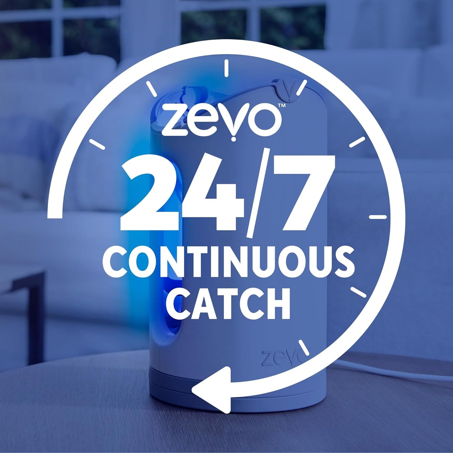 Zevo MAX Bug Catcher & Fly Trap for Indoors - Flying Insect Trap for Gnats, House & Fruit Flies - Use in Any Room - No-Mess Disposal (1 Plug in Base & 2 Cartridges)