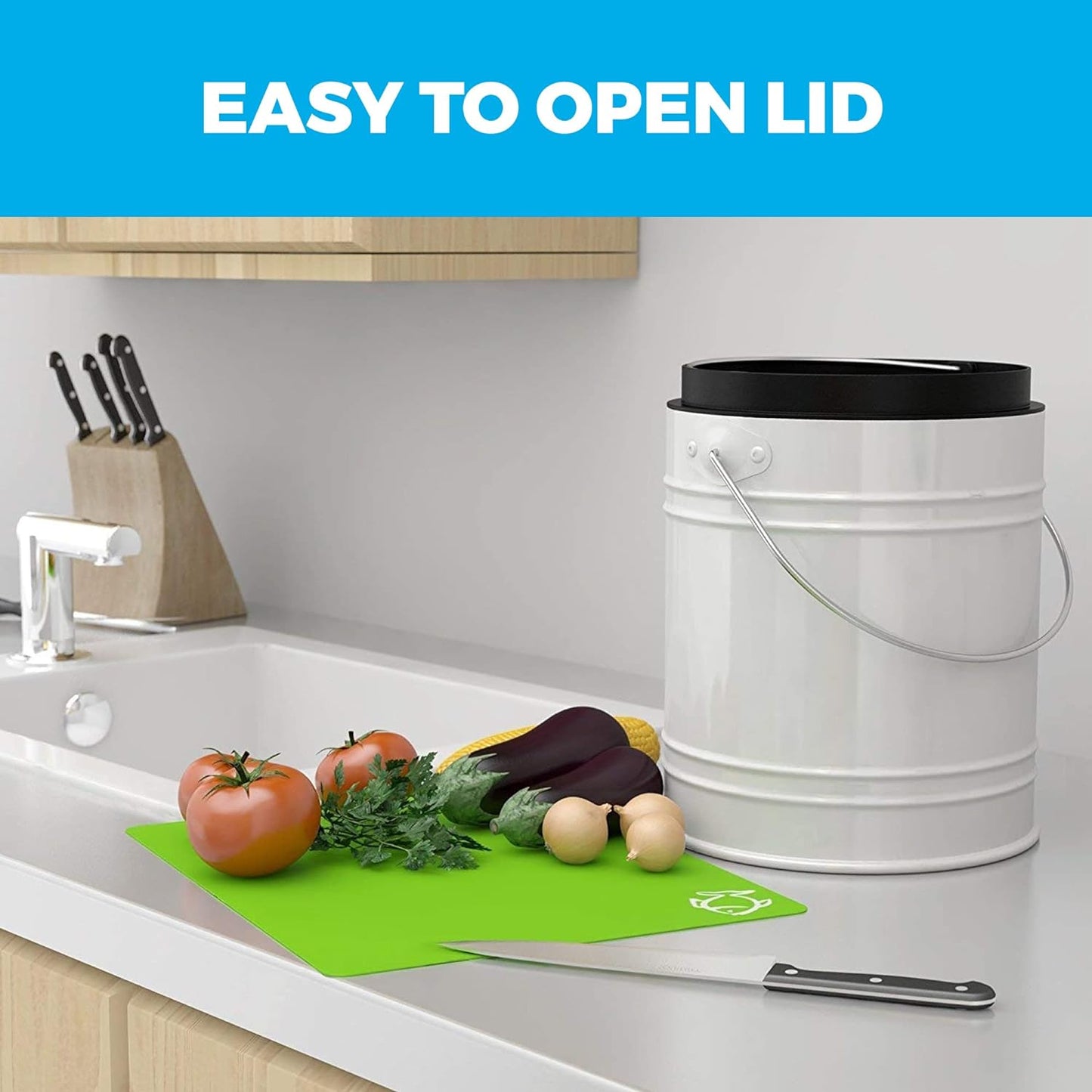3 Liter Small Indoor Kitchen Compost Bin, Odorless Composting Bin with Carbon Filters, Countertop Compost Bucket with Lid, Metal Kitchen Composter with Plastic Bucket Liner for Food & Waste Recycling