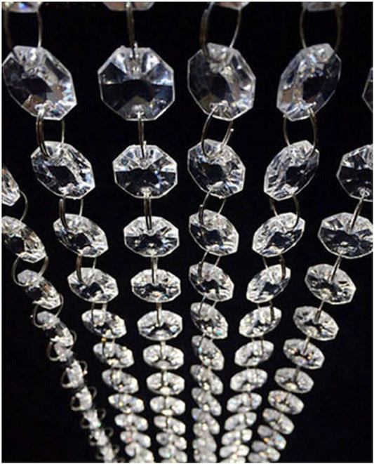 WAZHRMGHG 99FT Clear Acrylic Crystal Garland Strands Hanging Chandelier Bead Chain Ornament String Decorations for Manzanita Centerpiece Christmas Tree Wedding Party Celebration (99FT(30M))