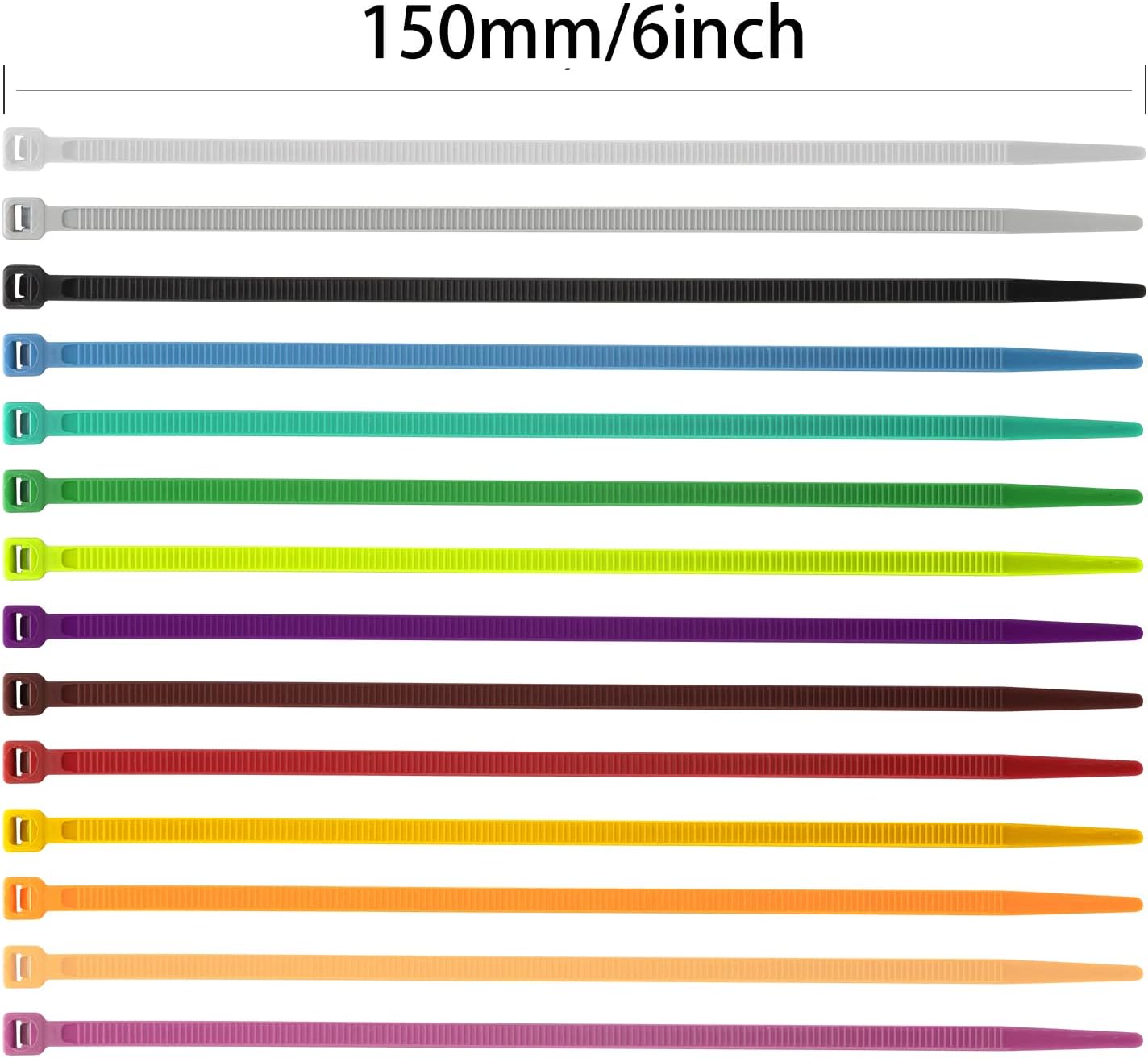 XINGO 100PCS Cable Zip Ties Heavy Duty, Premium Nylon Plastic Wire Ties with 50 Pounds Tensile Strength, Self-Locking Black Nylon Zip Ties for Indoor and Outdoor (6 inch, White)