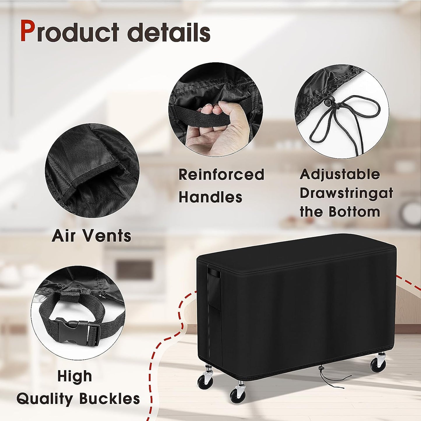 Outdoor Prep Table Cover, Plastic Utility Cart Cover for ELAFROS 550 lbs - 2 Tier Service Cart Waterproof Grill Carts Covers Rolling Tool Box Covering - 36" L x 18" W x 31" H