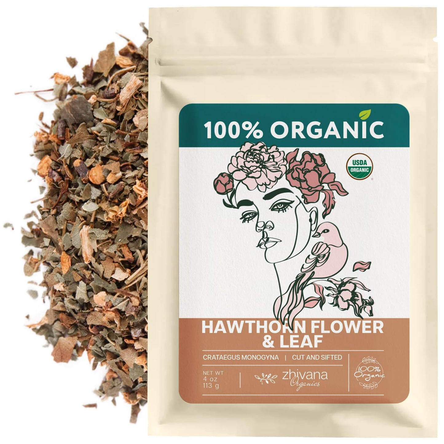 Hawthorn Leaf & Flower Tea Organic (4oz.) - Loose Hawthorne Tea for Blood Pressure Balance, Cardiovascular Health, Heart Support - Espino Blanco Hoja