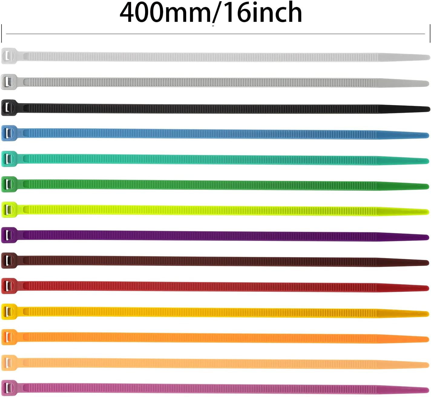 XINGO 100PCS Cable Zip Ties Heavy Duty, Premium Nylon Plastic Wire Ties with 50 Pounds Tensile Strength, Self-Locking Black Nylon Zip Ties for Indoor and Outdoor (16 inch, White)