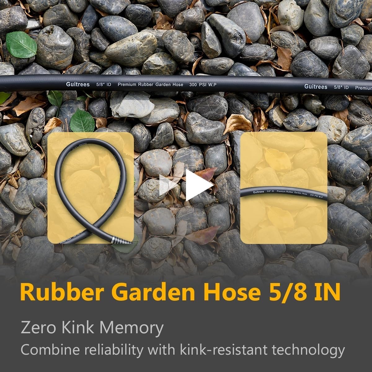 Leader Garden Hose 10ft x 5/8", Heavy Duty Short Water Hose, Male to Female Fittings, Five Layered Braiding for Durability, 1000PSI Burst, 200PSI Working (Black)