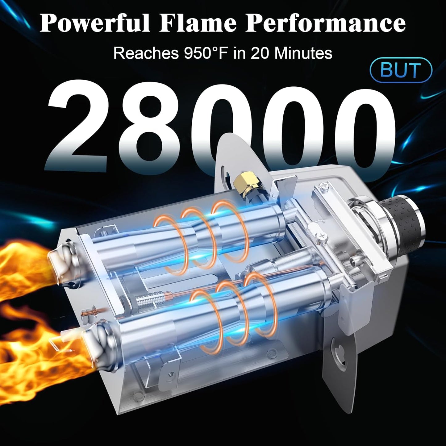 Uniflasy Gas Burner for Ooni Pizza Oven Accessories, for Ooni Karu 12 Gas Burner Attachment, Replace for 12G Adapter, for Fyra 12 with Propane Conversion Kit, fits Bighorn Outdoors Pizza Oven 12"